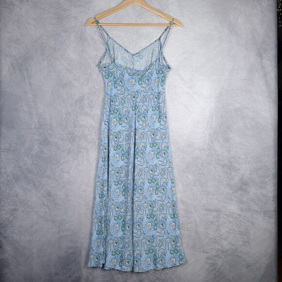 Vntg Y2K Gap Slip Dress Womens 2 Blue Rayon Paisley Strappy Whimsy Fairy - Picture 8 of 16